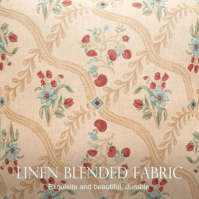 patdrea Designer Pack of 2 Square Throw Pillow Covers,Farmhouse Vintage Linen with Beige Ancient Idyll Pattern Pillows Cover,Decorative Pillowcases Cushion for Bed Living Room Outdoor Car,18"x18"