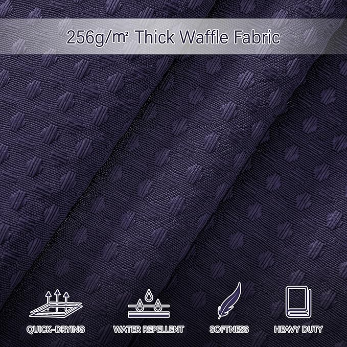 60 inch Waffle Shower Curtain - Heavy Duty Thick Fabric Lilac Shower Curtains for Bathroom, Weighted Hotel Spa Luxury Water Repellent Cloth Bath Curtain with 10 Hooks, Lavender