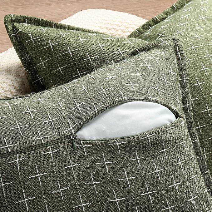 ZWJD 12x20 Pillow Covers Set of 2 Soft Polyester Textured Lumbar Pillow Covers with Stylish Flange Edge Cozy Farmhouse Throw Pillows for Couch Bed Sofa Living Room