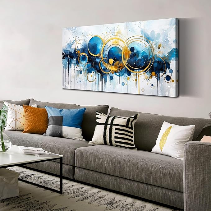 Abstract Art Work for Wall Decor - Large Canvas Wall Art for Living Room - Minimalist Art Ready to Hang Size 24" x 48"
