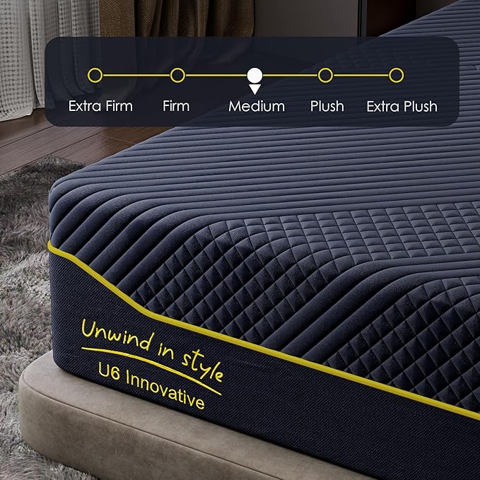 King Mattress 12 Inch Memory Foam Medium with Green Tea Cooling Gel, CertiPUR-US Certified, Breathable & Supportive Mattress in a Box, Navy Blue