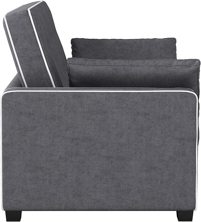 Serta Ainsley 66.5" Convertible Sleeper Loveseat, Full Size, Dreamcoil Comfort, Soft Woven Fabric, Charcoal