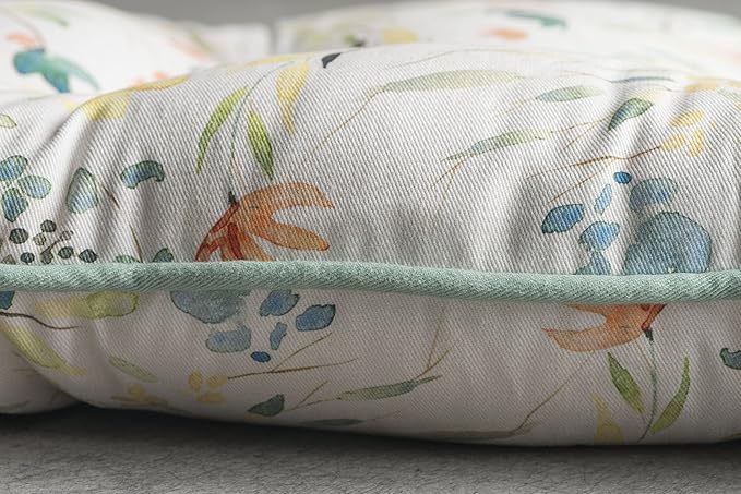 Maison d' Hermine Chair Pads for Dining Chairs Cotton Outer Fabric and Poly Filling 16"x16" Patio Seat Cushions for Furniture with Ties Home Chair Party Hall Farmhouse (Colmar, Pack of 2)