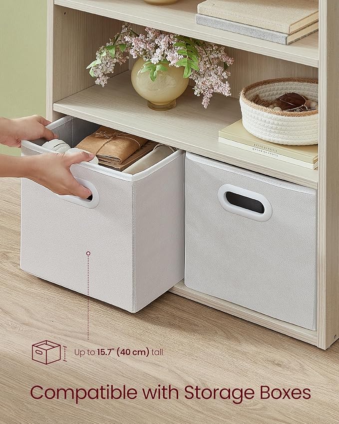 VASAGLE Custos Collection - Bookshelf, 5-Tier Bookcase, Book Shelf, Open Storage Shelf, 9.4 x 23.6 x 52.8 Inches, for Living Room, Home Office, Dinning Room, Natural Beige ULBC165L01