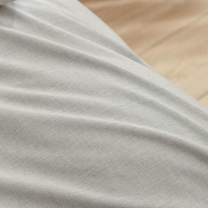 BESTOUCH Duvet Cover Set 100% Washed Cotton Linen Feel Super Soft Comfortable Chic Lightweight 3 PCs Home Bedding Set Solid Light Grey Cal King