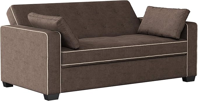 Serta Ainsley Loveseat with Pull Out Sleeper Microfiber Java Queen