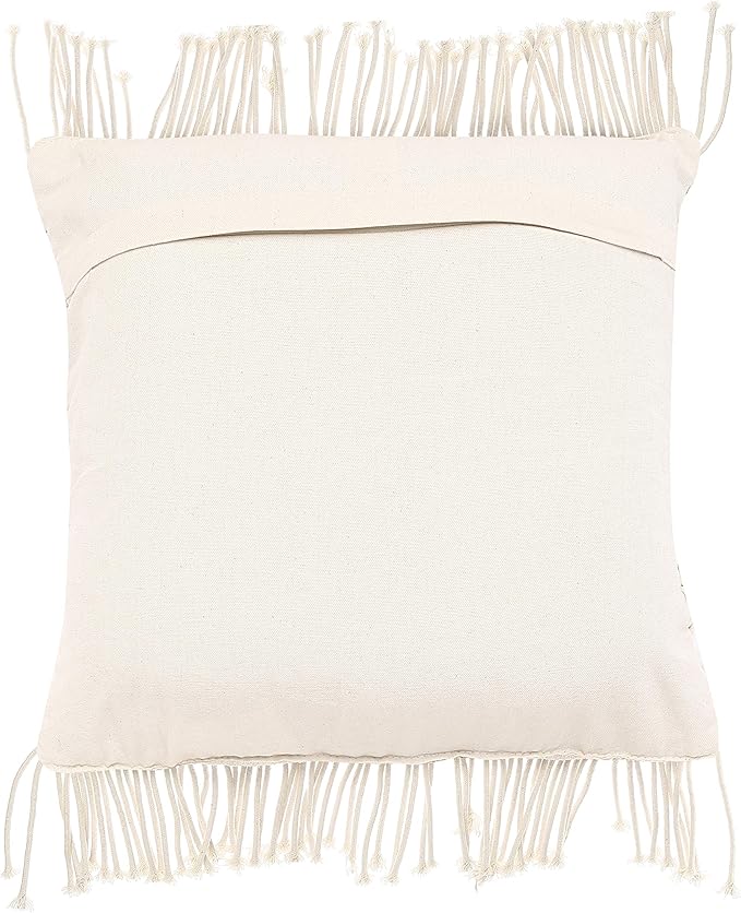 REDEARTH · Macrame Throw Pillow Cushion Covers-Woven Decorative Farmhouse Square Cases Set for Couch, Sofa, Bed, Farmhouse, Chair, Dining, Patio, Outdoor, car; 100% Cotton (18x18; Natural) Pack of 2