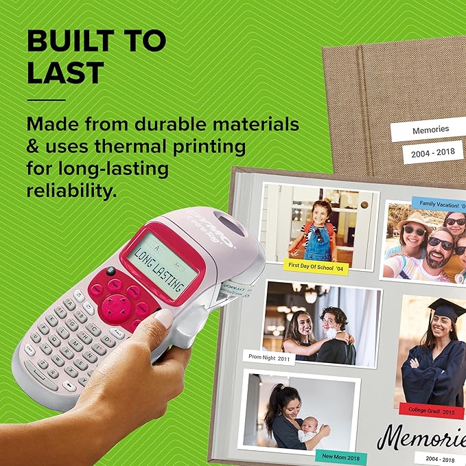 DYMO LetraTag LT-100H Handheld Label Maker | ABC Keyboard Label Printer with Easy-to-Use, 13 Character LCD Screen | Great for Home & Office Organisation | Pink