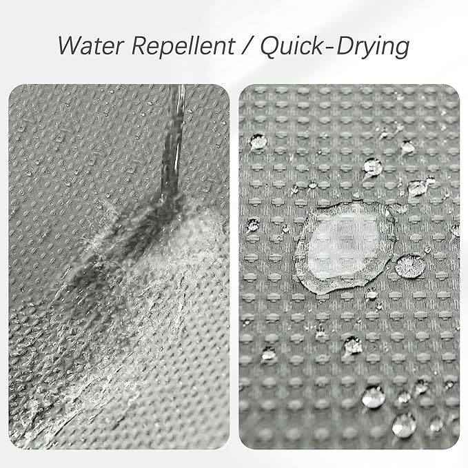 60 inch Stall Shower Curtain Grey - 256GSM Waffle Weave Heavy Duty Thick Fabric Shower Curtains for Bathroom, Hotel Quality Spa Luxury Cloth Bath Curtain Set with 10 Hooks, 60Wx72H Gray