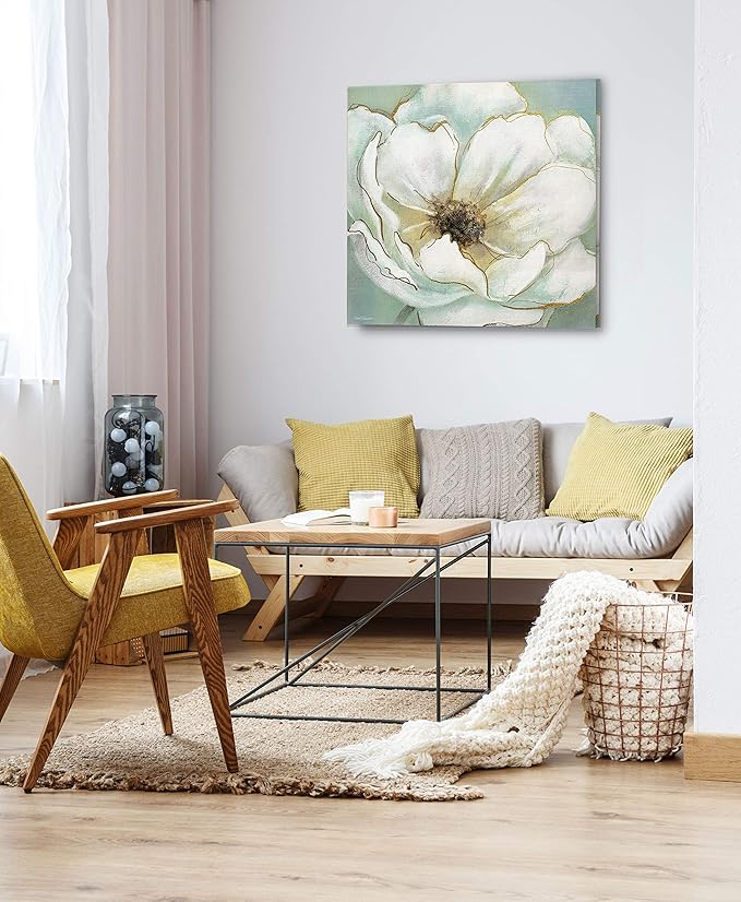 Wexford Home Soft Teal Splendor Gallery Wrapped Canvas Wall Art, 24x24,