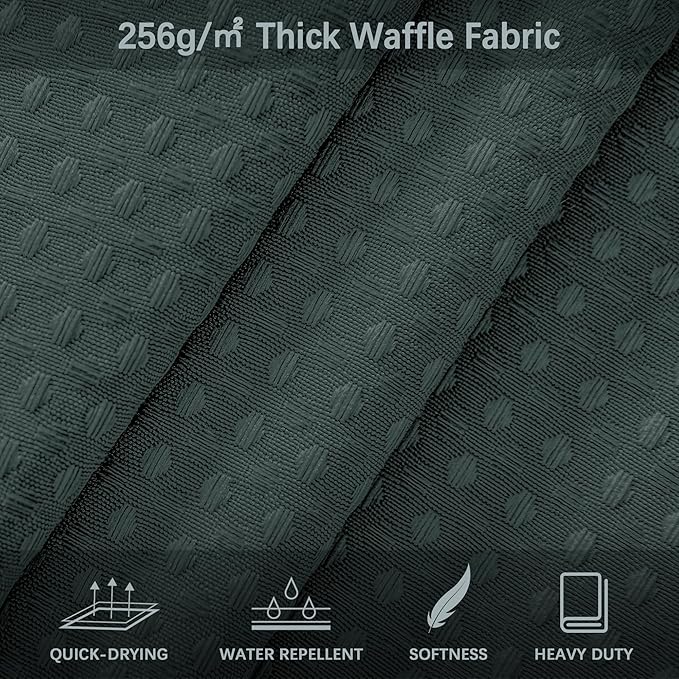 Stall Fabric Shower Curtain - Waffle Textured Small Heavy Duty Cloth Shower Curtains for Bathroom, 256GSM Narrow Hotel Spa Luxury Bath Curtain Set with 6 Hooks (36Wx72H, Stormy Weather)