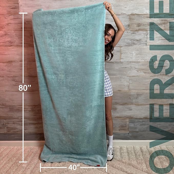 TEXTILOM 100% Turkish Cotton Oversized Luxury Bath Sheets, Jumbo & Extra Large Bath Towels Sheet for Bathroom and Shower with Maximum Softness & Absorbent (40 x 80 inches)- Green