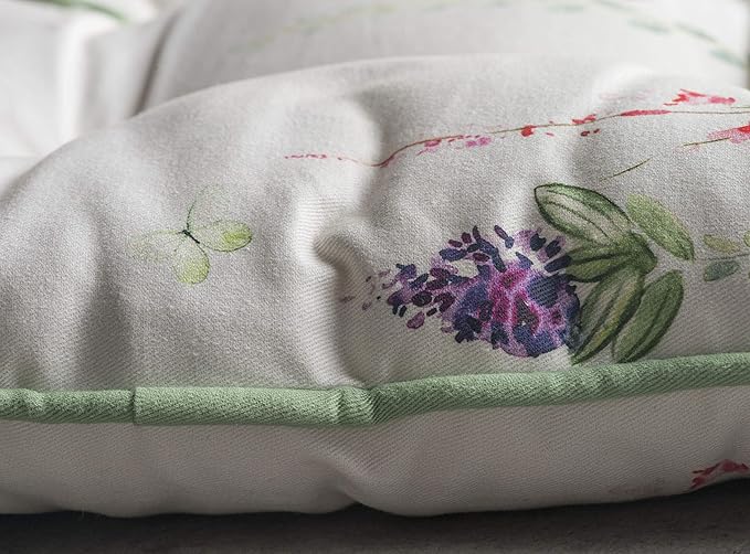 Maison d' Hermine Chair Pads for Dining Chairs Cotton Outer Fabric and Poly Filling 16"x16" Patio Seat Cushions for Furniture with Ties Home Chair Farmhouse (Botanical Fresh - All Over, Pack of 2)