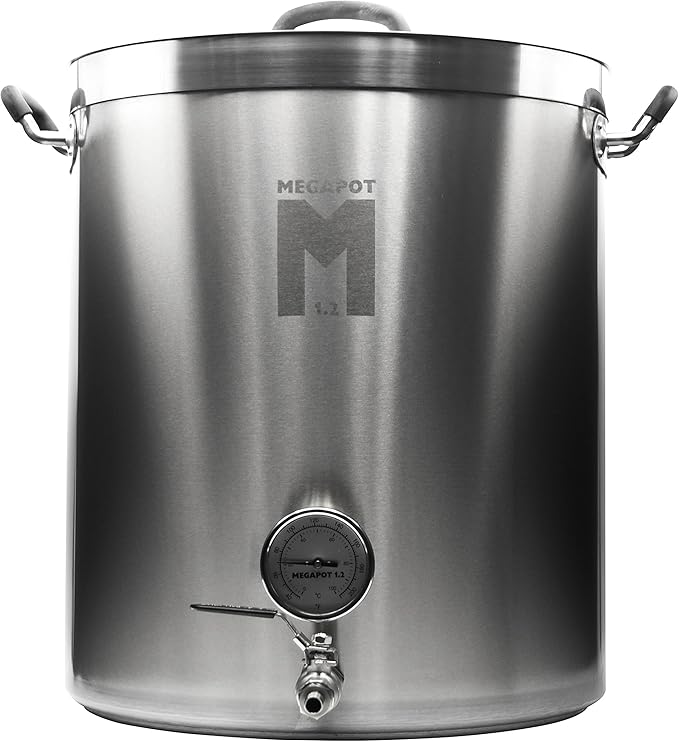 Northern Brewer - MegaPot Stainless Steel Brew Kettle with Volume Markings (20 Gallon w/Valve and Thermometer)