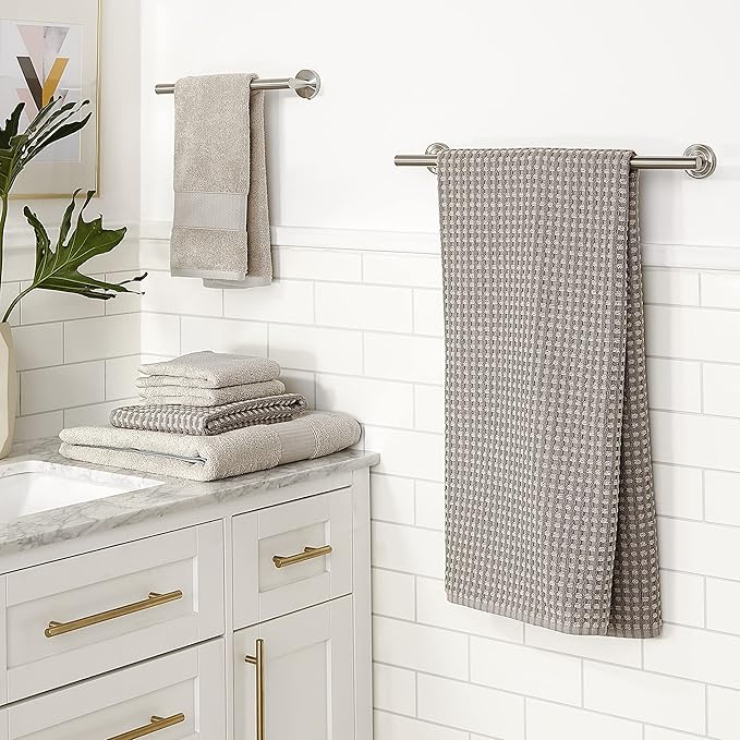 Modern Threads 6-Piece 100% Combed Cotton Yarn Dyed Cobblestone Jacquard Towel Set Charcoal