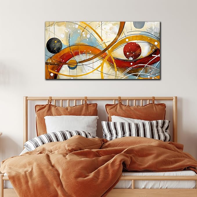 Large Abstract Yellow Canvas Wall Art for Living Room Bedroom Home Office Modern Wall Decor Line Geometric Abstract Picture Framed Canvas Prints Size 20x40