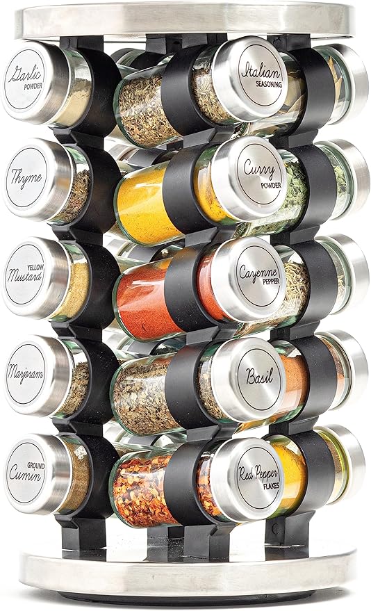 Orii 20 Jar Stainless Steel Rotating Spice Rack