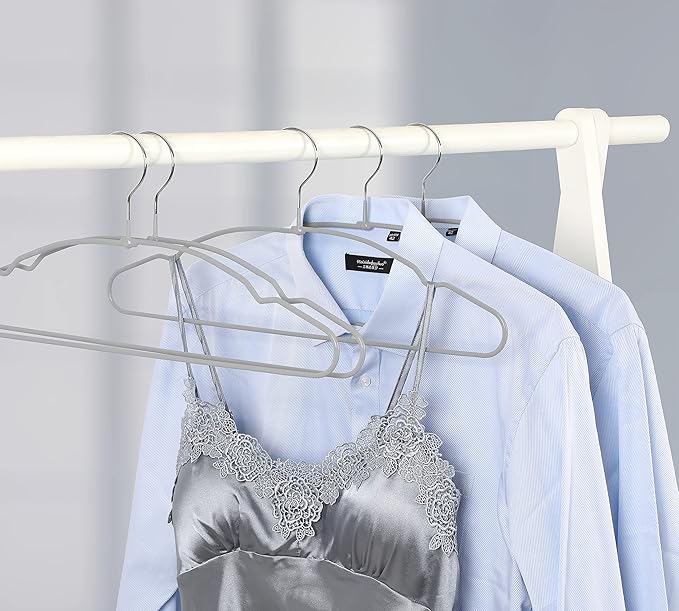 TOPIA HANGER Metal Hangers 30 Pack, Non Slip Clothes Hangers Space Saving, Heavy Duty Rubber Coated Wire Hanger for Coat, Shirt, Dress, Pants-Grey, CT12G30