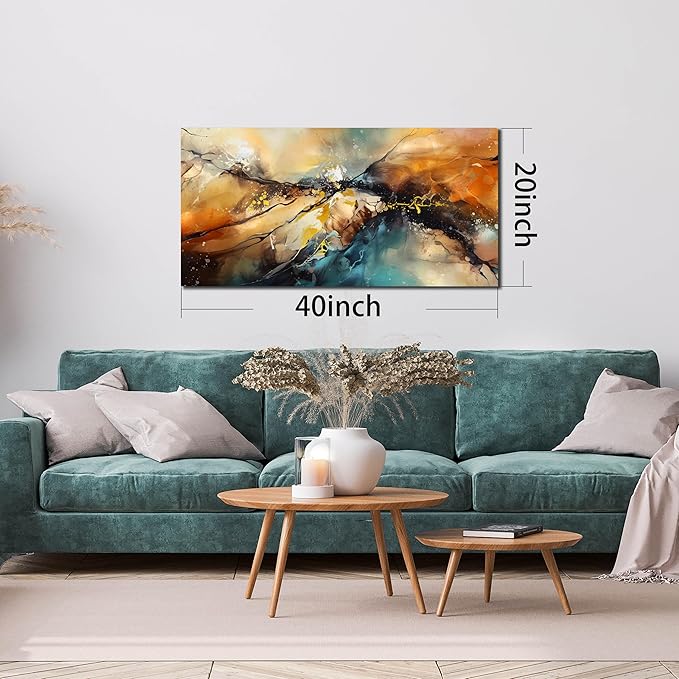 Abstract Paintings Wall Art for Living Room - Modern Wall Decor for Bedroom Kitchen Room Wall Art Ready to Hang Size 20" x 40"