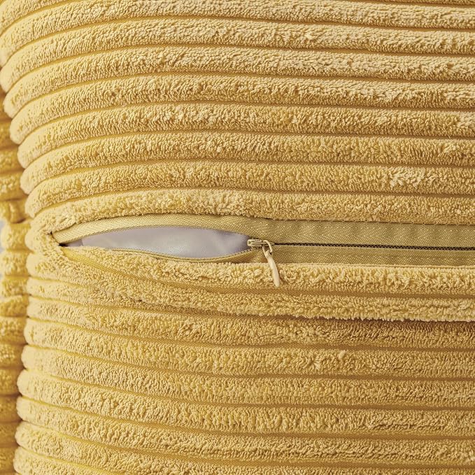 MIULEE Decorative Throw Pillow Covers for Couch Bed Livingroom 16x16 Inch Set of 2 Gold Boho Accent Throw Pllows Broadside Striped Patchwork Soft Corduroy Summer Pillowcases