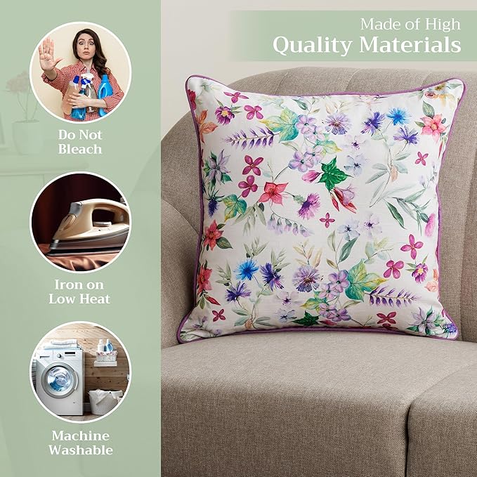 Maison d' Hermine Decorative Pillow Covers 20x20 Inch Square 100% Cotton Throw Pillow Covers with Zipper - Chair, Couches, Sofas, Bedroom, Home for Easter Decorations (Chardon)