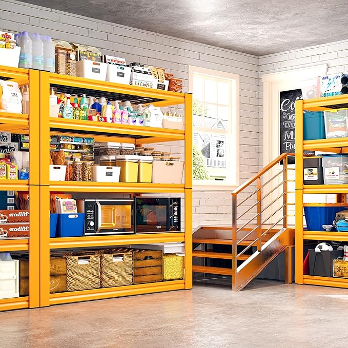 REIBII Garage Shelving Load 3000LBS, 5-Tier Storage Shelves, Adjustable Heavy Duty Metal Shelving Unit for Pantry, Basement, Warehouse, 72" H x 36" W x 16" D H, 3PC