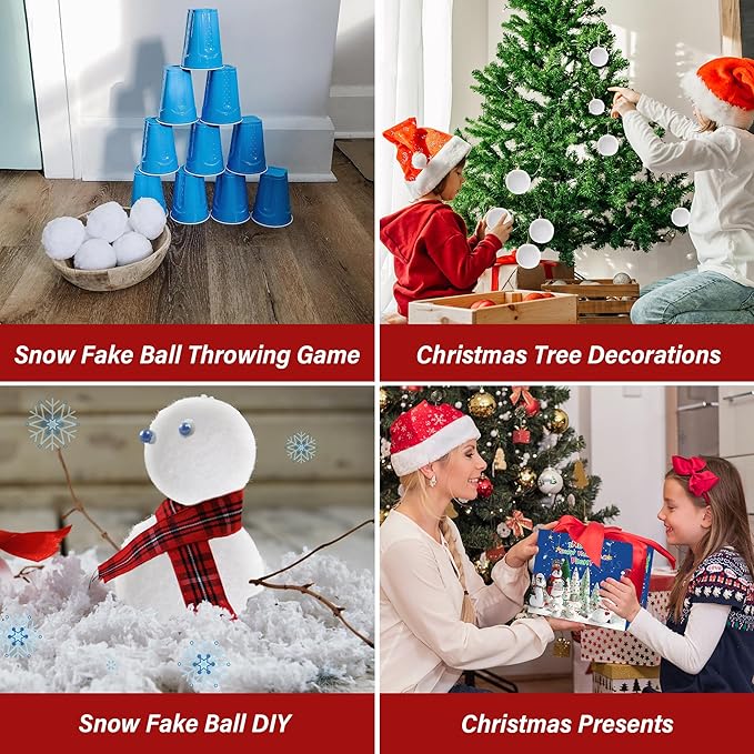 200 PCS Indoor Snow Balls, Soft Fake Snow Balls, Artificial Toss Ball fot Parent Child Interactive Props, Christmas Decorations Party Supplies Winter DIY Home Indoor Outdoor