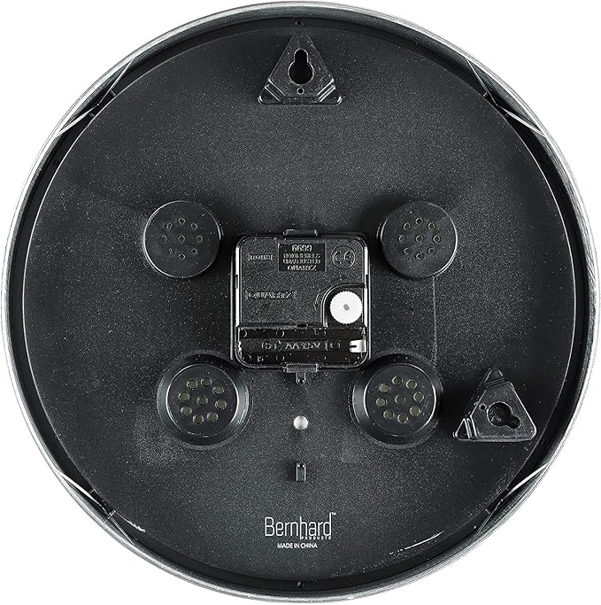 Bernhard Products Wall Clock 10 Inch Modern Silver Round Elegant Metal Quality Quartz, Silent Non Ticking Battery Operated Home Office Clock with 3D Numbers (Silver & Prussian Blue)