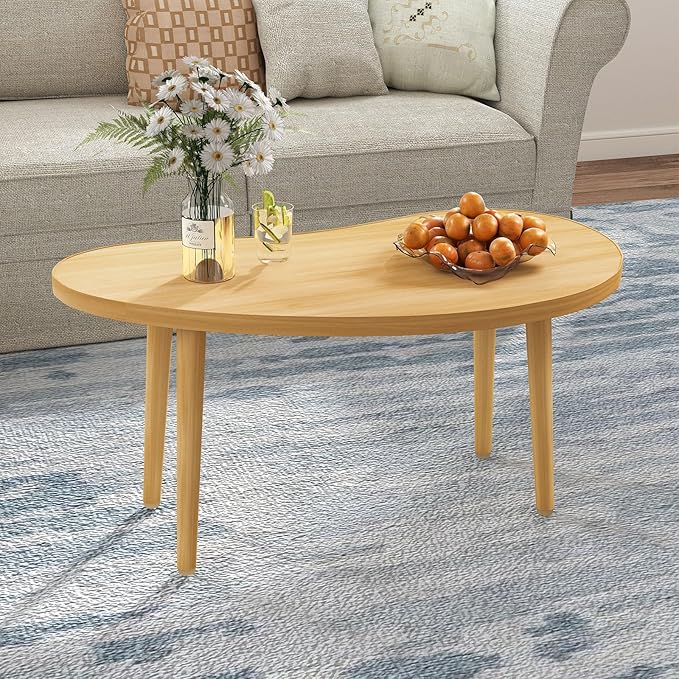 Mango Coffee Table Low Table with 4 Solid Wood Sturdy Legs, Floor Table Desk for Sitting on The Floor, Storage and Living Room Furniture (Natural)