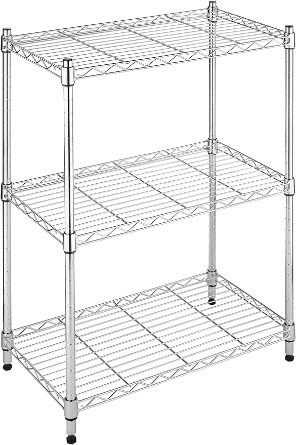 Whitmor 3-Wire Shelving Unit, Metal Storage Shelves, Easy Assembly Home Organizer for Pantry, Kitchen, Garage, Plant