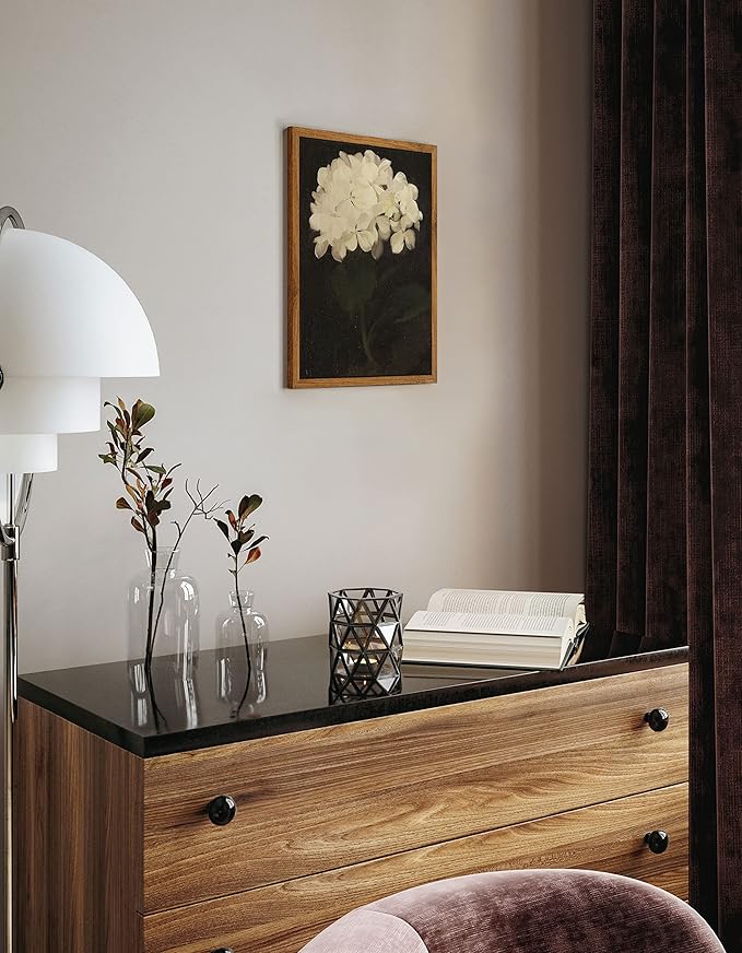 InSimSea Framed Wall Art for Living Room - White Hydrangea Oil Painting Canvas Prints for Bedroom, Bathroom, Kitchen, Office Decor - 8x10in