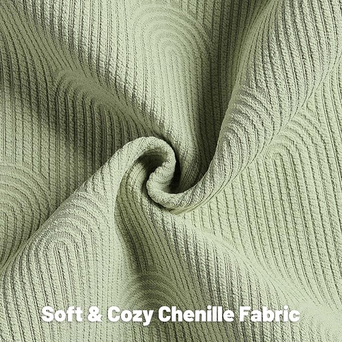 FUTEI Sage Green Chenille Decorative Throw Pillow Covers 22x22 Inch Set of 2,Soft Cozy Striped Geometric Patterns Cushion Case,Modern Home Decor for Couch Bed Living Room