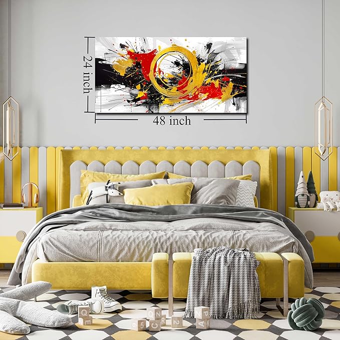 Abstract Wall Decor for Bedroom - Modern Wall Art for Living Room Ready to Hang Size 24" x 48"