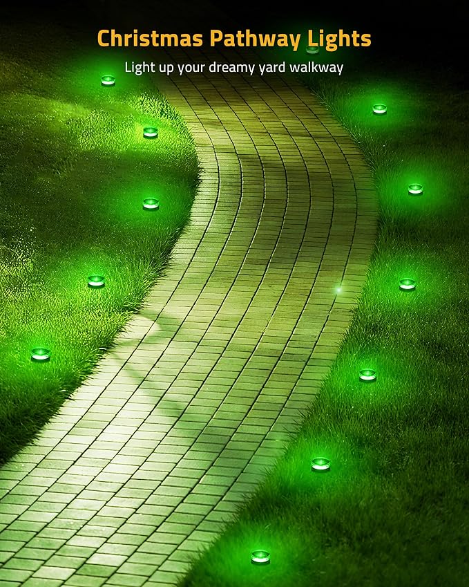 Christmas Pathway Lights, 50FT with 15 RGBIC LED Light with App Control, Waterproof Outdoor Ground Lights for Outside Roofline Decor, Pathway Decor, Walkway,Party, Holiday Xmas Decoration