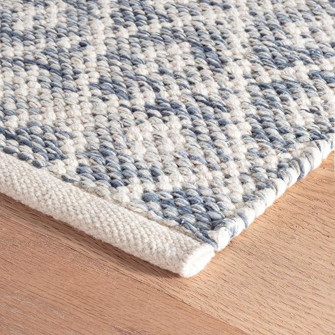 Dash and Albert Melange Diamond Cotton Area Rug - 2' x 3' Blue Diamond Handwoven Accent Rug - Durable, Lightweight, High Traffic Areas Hallway, Bedroom, Stairs