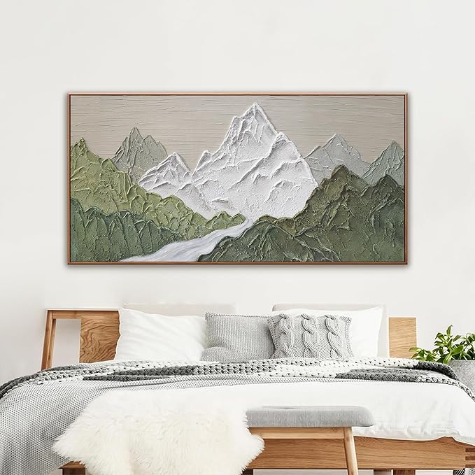 Large Abstract Wall Art For Living Room Canvas Art Wall Decor Bedroom Office Decor Abstract Mountain Forest Landscapes Green Wall Art Painting Abstract Art Prints 29×58 In With Framed
