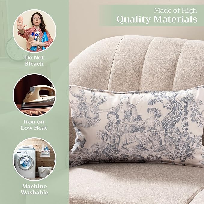 Maison d' Hermine Decorative Pillow Covers 12x20 Inch Rectangle 100% Cotton Throw Pillow Covers with Invisible Zipper for Living Room Couch, Chair, Sofas, Bedroom, Home (The Miller - Paloma Grey)