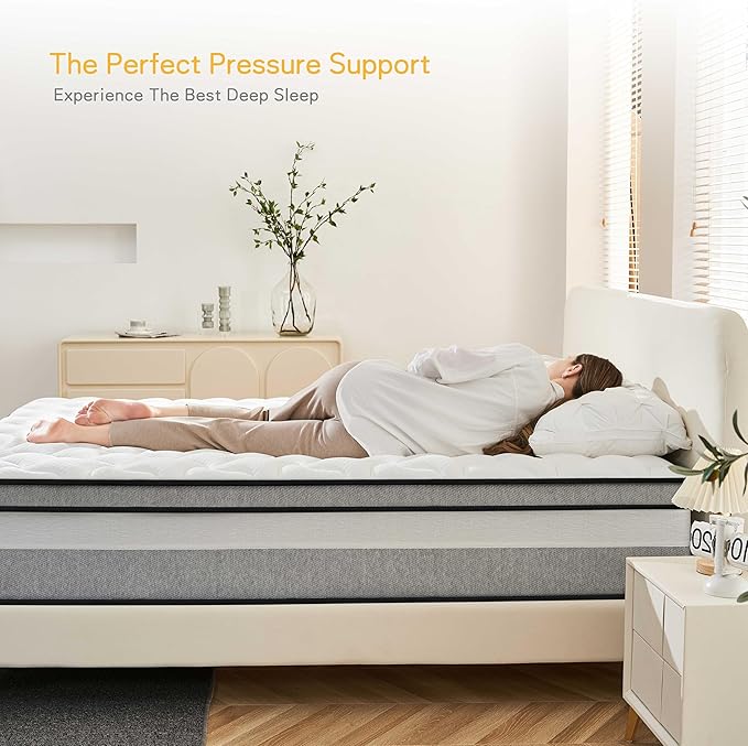 King Mattress, 14 Inch King Size mattresses | Medium Firm - Cooling Gel Memory Foam & Zoned Pocket Coils for Pressure Relief, Spinal Alignment & Extra Lumbar Support | Motion Isolation |