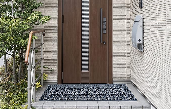 A1HC 3 Pieces Set Rubber Grill Matching Doormat, for Front, Patio & Garage Entrance, Scrapes Shoes Clean of Dirt & Grime, Heavy Duty for Indoor Outdoor 3-Pieces(Complete Home Set 24x39, 24x57, 30x60)