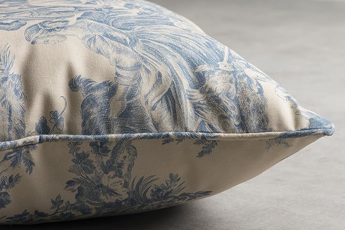 Maison d' Hermine Decorative Pillow Covers 20x20 Inch Square 100% Cotton Throw Pillow Covers with Invisible Zipper Cushion Case for Living Room Couch, Chair, Sofas, Bedroom, Home (The Miller - Blue)