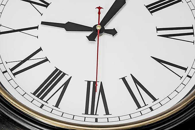 Bernhard Products Extra Large Wall Clock, 18 Inch, Dark Brown, Quartz Silent, Battery Operated, Non-Ticking, Decorative Roman Numeral, Stylish Clock, Accurate Timekeeping