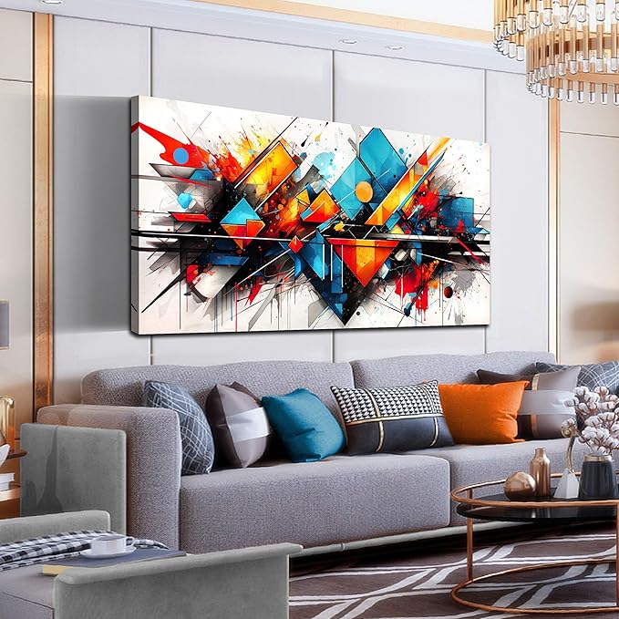 CIRABKY Colorful Wall Art for Living Room Large Size - Abstract Canvas Art - Home Office Decor Ready to Hang Size 29" x 59"