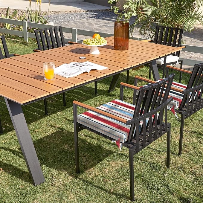 Set of 4 Outdoor Square Chair Cushions 18.5"x16"x2" for Patio, Water Resistant Patio Dining Seat Pads Replacement for Kitchen Garden and Outdoor Furniture Decoration - Stripe Red Blue