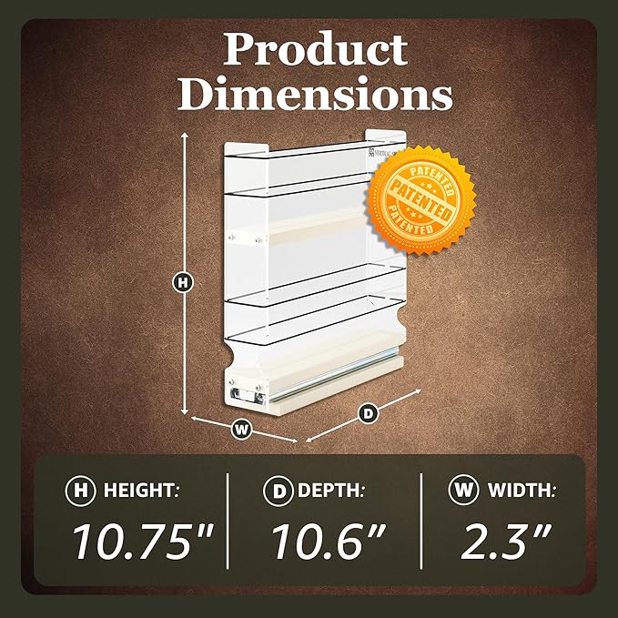 Vertical Spice Narrow Spice Rack -Sliding Spice Jars Organizer - Pantry Organizers & Storage - Slide Out Drawers for Kitchen Cabinets -Seasoning Caddy (2.3" W x 10.75" H x 10.6"D, Partially Assembled)