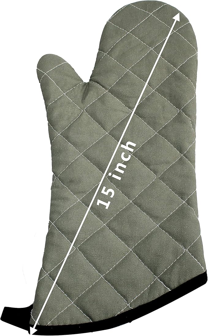 ARCLIBER Oven Mitts Heat Fire Resistant Oven Mitts 425 ° F, Quilted Terry Cloth Cotton Soft Lining Oven Gloves, Extra Long Kitchen Mittens for Cooking Baking