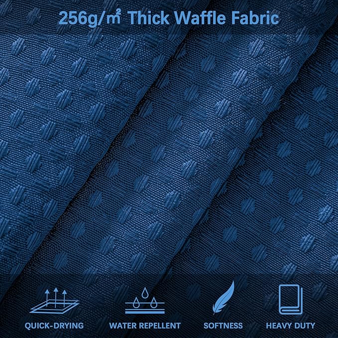 Extra Long Shower Curtains 96 inch Classic Blue Waffle Shower Curtain for Bathroom, Heavy Duty 256GSM Modern Shower Curtain, Machine Washable,Water Resistant with 12 Metal Hooks, 72Wx96H