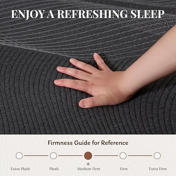 CH CHARME HOUSE 12 Inch Full Mattress, Bamboo-Charcoal Memory Foam Mattress, Cooling & Pressure Relief, Bed in a Box, Foam Made in USA & CertiPUR-US Certified, 54'x75'x12', Black