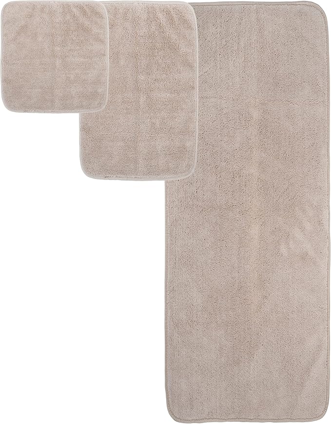 POLYTE Oversize, 60 x 30 in., Quick Dry Lint Free Microfiber Bath Towel Set, 6 Piece (Beige)