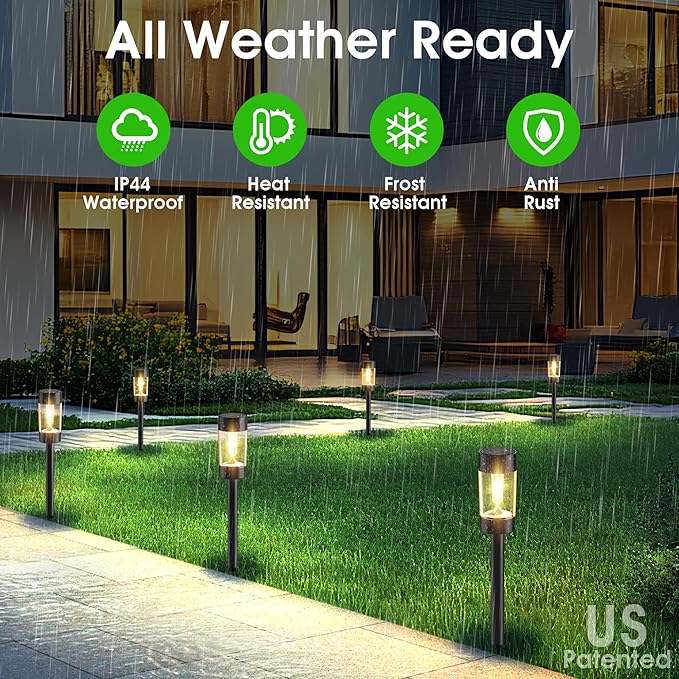 Solar Lights Outdoor, 12 Pack Waterproof Solar Landscape Lighting for Pathway Garden Yard Path Walkway Driveway Lawn Patio Outside Decor, Warm White