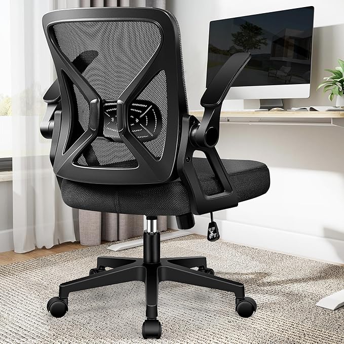 FelixKing Office Chair - Ergonomic Desk Chair Breathable Mesh Task with Wheels and Lumbar Support Home Desk Office Chairs with Flip up Armrest Rolling Swivel for Home Computer Black